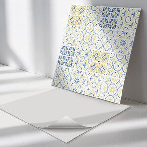 Décorations de mosaïque, Carrelage amovible bleu, Autocollant pour carrelage, Carreaux de sol en PVC texturés, Autocollants pour carrelage de cuisine