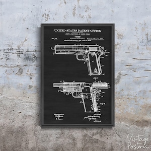 Colt Firearm United States Browning Patent Print Retro Poster, Retro Wall Decoration, Patent Prints, Sketch Wall Print #990
