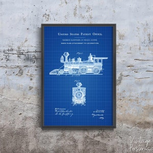 Póster retro de Hainsworth con patente de locomotora quitanieves, impresión autoadhesiva, patente automotriz, boceto de arte mural n.° 1040