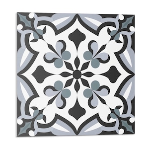 Stylish Plant Pattern Tile Stickers, Black Removable Tiles, Tile Stickers, Texture PVC Floor Tiles, Kitchen Tile Stickers
