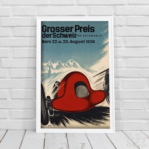 Retro Poster Grosser Preis der Schweiz für Automobile Retro Poster, Illustration Print, Grand Prix Poster, Machines Wall Art #922