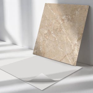 Natural Marble Pattern Tile Stickers, Beige Removable Tiles, Tile Stickers, Texture PVC Floor Tiles, Kitchen Tile Stickers