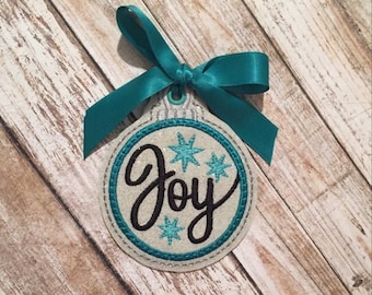 Christmas Tree Ornaments Joy ITH Machine Embroidery Designs Digital File