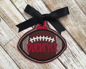 Ornament Gift Tag Football Buckeyes ITH Machine Embroidery Designs Digital Files