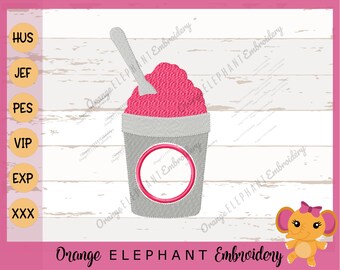 Slushie Monogram Font Frame Machine Embroidery Design Digital File