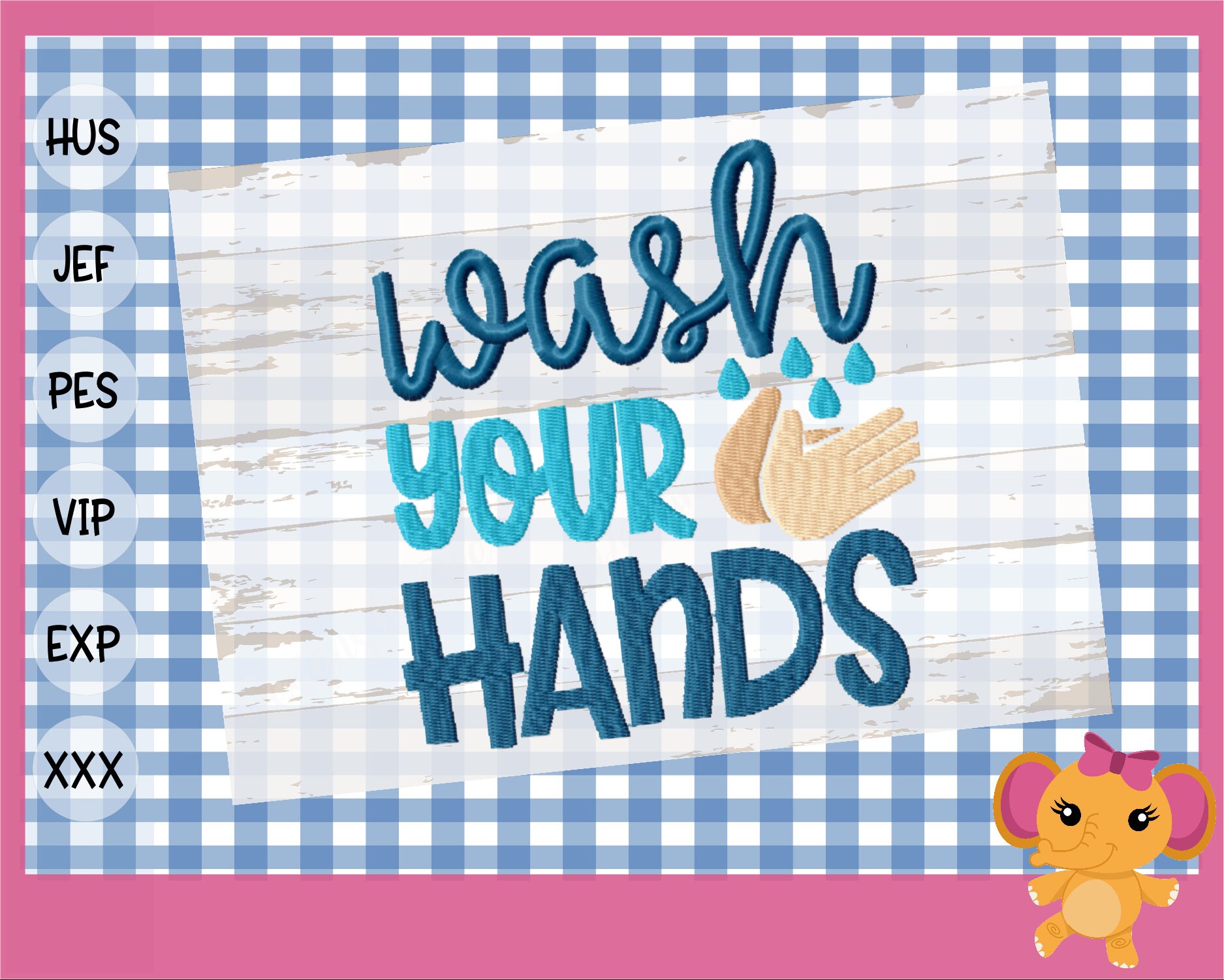 Wash Your Hands Machine Embroidery Designs Digital File - Machine Embroidery - Instant Download