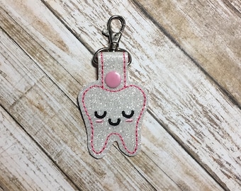 Tooth Snap Tab Key Fob ITH Machine Embroidery Designs Digital File