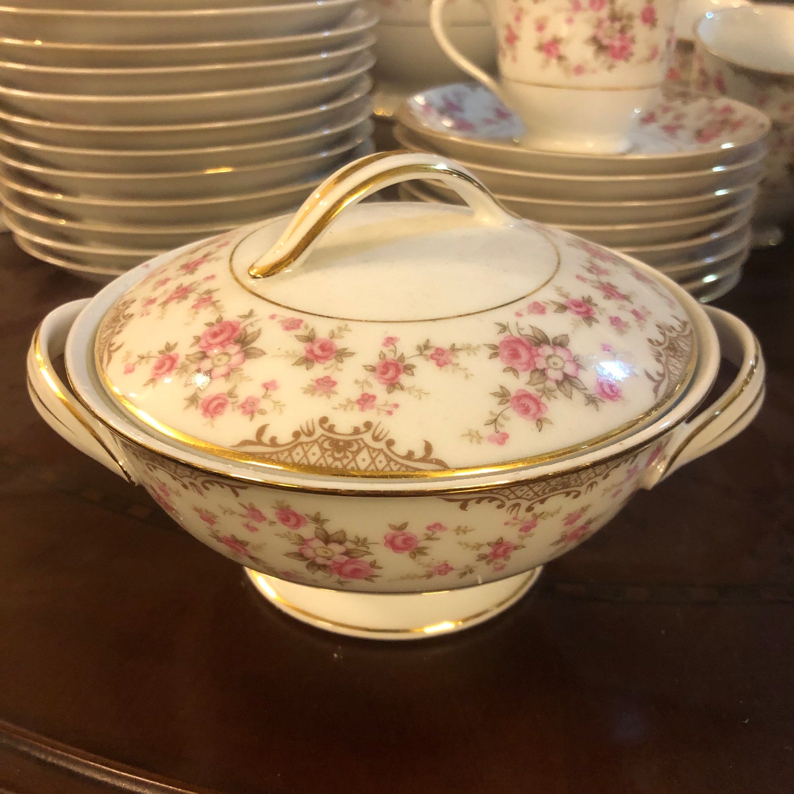 Noritake Charmaine China Tea Set for 12 44 Etsy