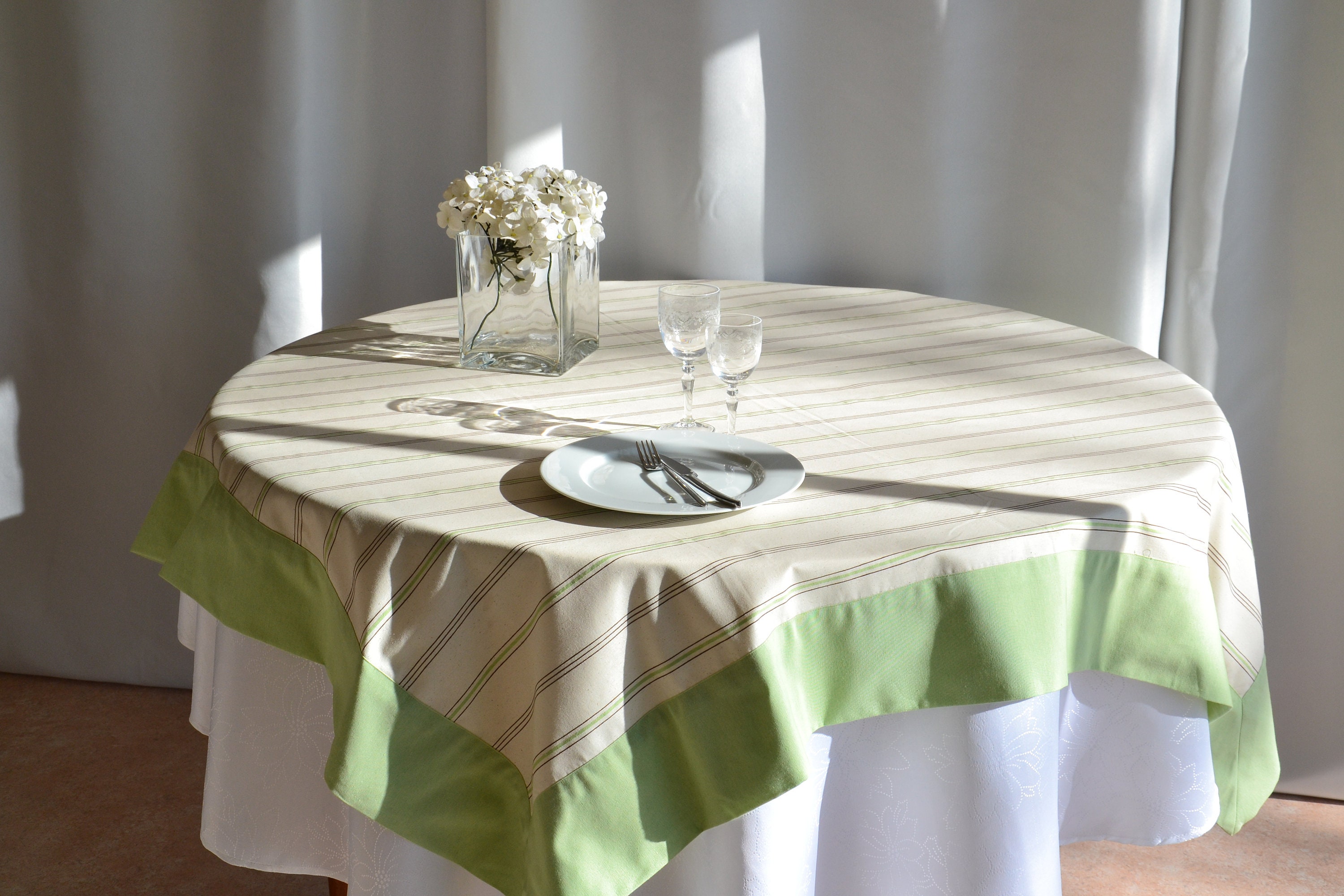 Tischdecke Quadratisch Baumwolle Polyester 160 X 160 Etsy