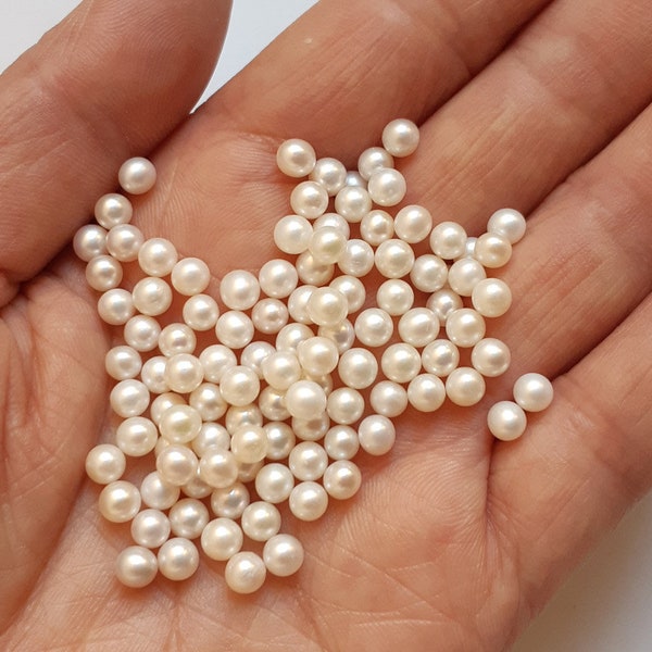 3/4/5/6mm round pearls, freshwater round loose pearl, no hole undrilled natural white pearl beads, small pearl beads, AA+, 1pcs