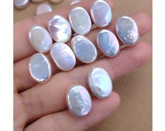 Vintage Japan 12 of 14x10mm Ivory Off White Oval Pearl Cabochon Cab Never Used 