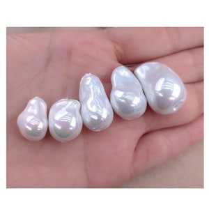 6pcs 10-15x15-24mm  White Smooth Baroque Shell Pearl Beads Mother of Pearl PX149