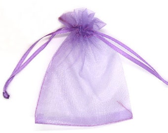 10 Lavender Organza Bags, 7x5 Inch Sheer Fabric Favor Bags  18x13cm