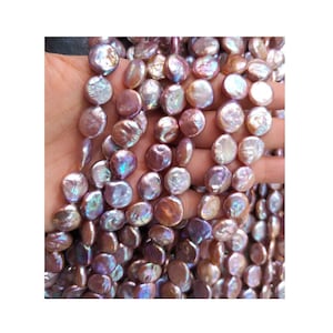 12-13mm Full Strand Rare Beautiful Natural Color Coin Pearl Beads, High Luster & Quality Freshwater Coin Pearls  PX150