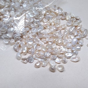 20pcs 5-9mm Through Drilled Freshwater Keshi Pearl Beads Genuine Natural White Keshi Pearls AA PX304