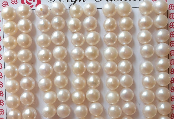 Natural Peach Pink Button Half-drilled Freshwater Pearls for Making Earrings AAA