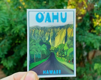 Postal de Oahu Pegatina