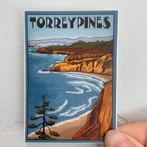 Torrey Pines San Diego Postcard Water Bottle Sticker