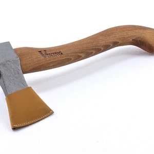 Forged Wrought Compact 1.1 lbs Viking Engraved Steel Tomahawk Axe Throwing Hatchet with Leather Cover Sheath Camping / Hiking / Bushcraft