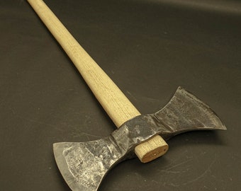 Hacha barbuda de DOBLE punta estilo vikingo Hacha de batalla Tomahawk