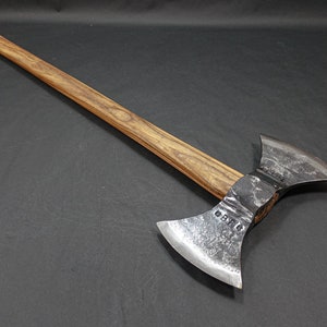 4,43 LBS Double bit Bearded Axe viking style Tomahawk Battle Axe With Sign