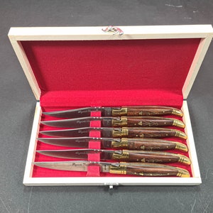 Set of 6 French Laguiole handle steak knives