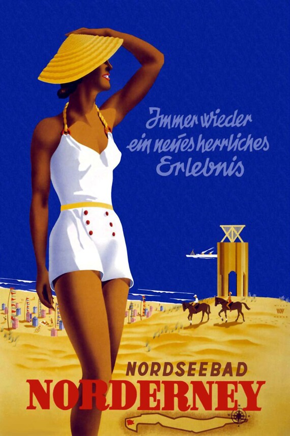 Reise Poster Nordseeneilbad Norderney Von Willy Hanke 1949 Etsy