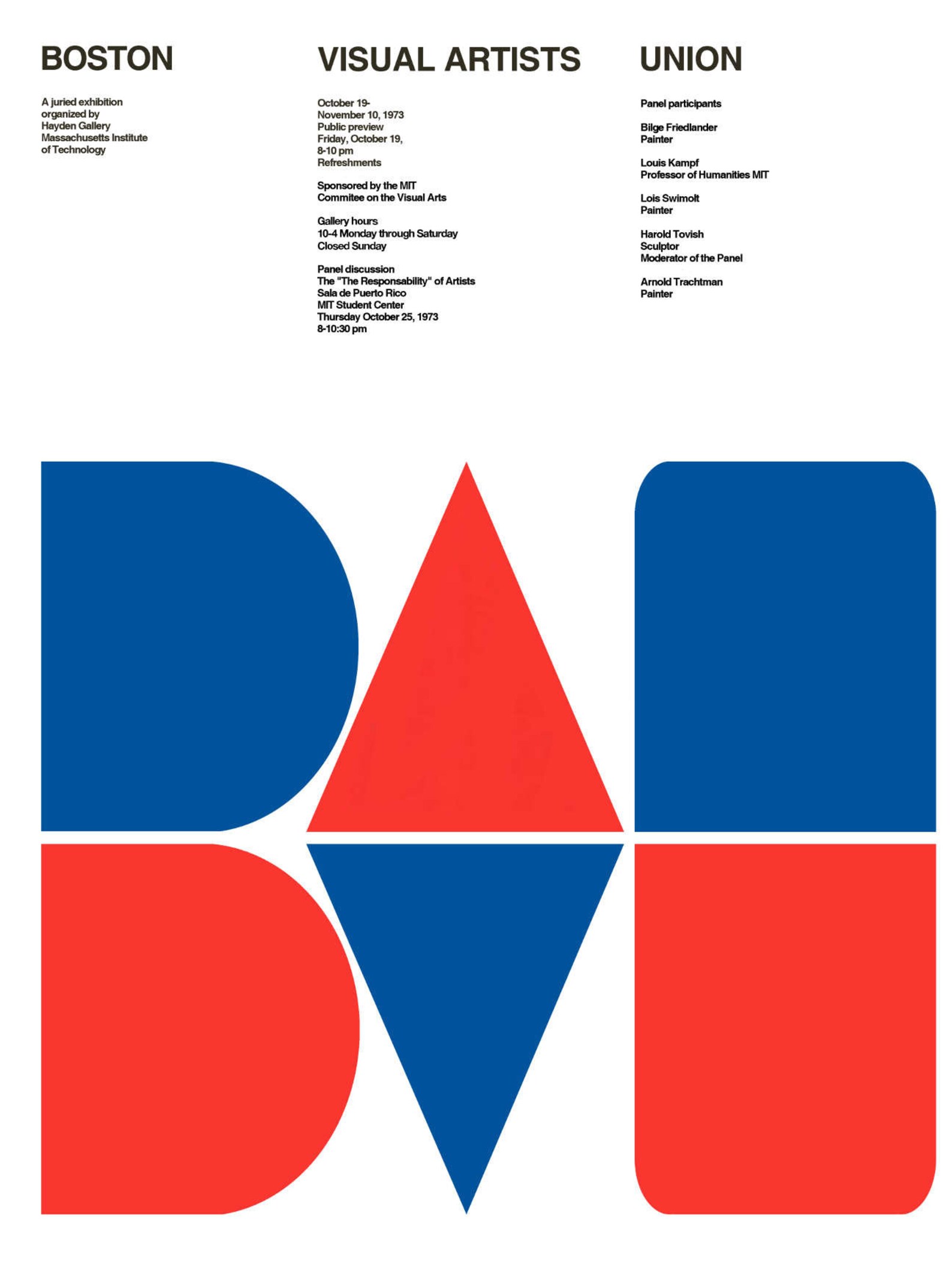 Exhibition Poster Boston Visual Artist Union 1973 by Jacquelin Etsy