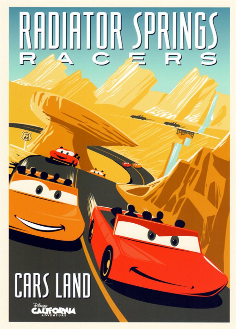 Vintage Radiator Springs Poster Disney Park Poster Cars | Etsy