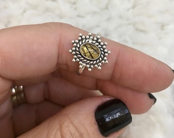 Beaded Sterling Sunburst Ring, Whisker Jewelry