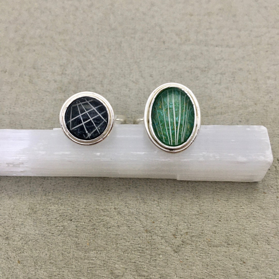 Sterling Whisker Keepsake Rings, Round or Oval Etsy