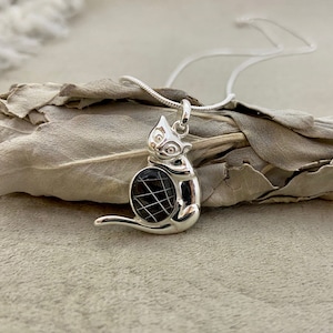 Sterling Kitty Pendant, Whisker Jewelry