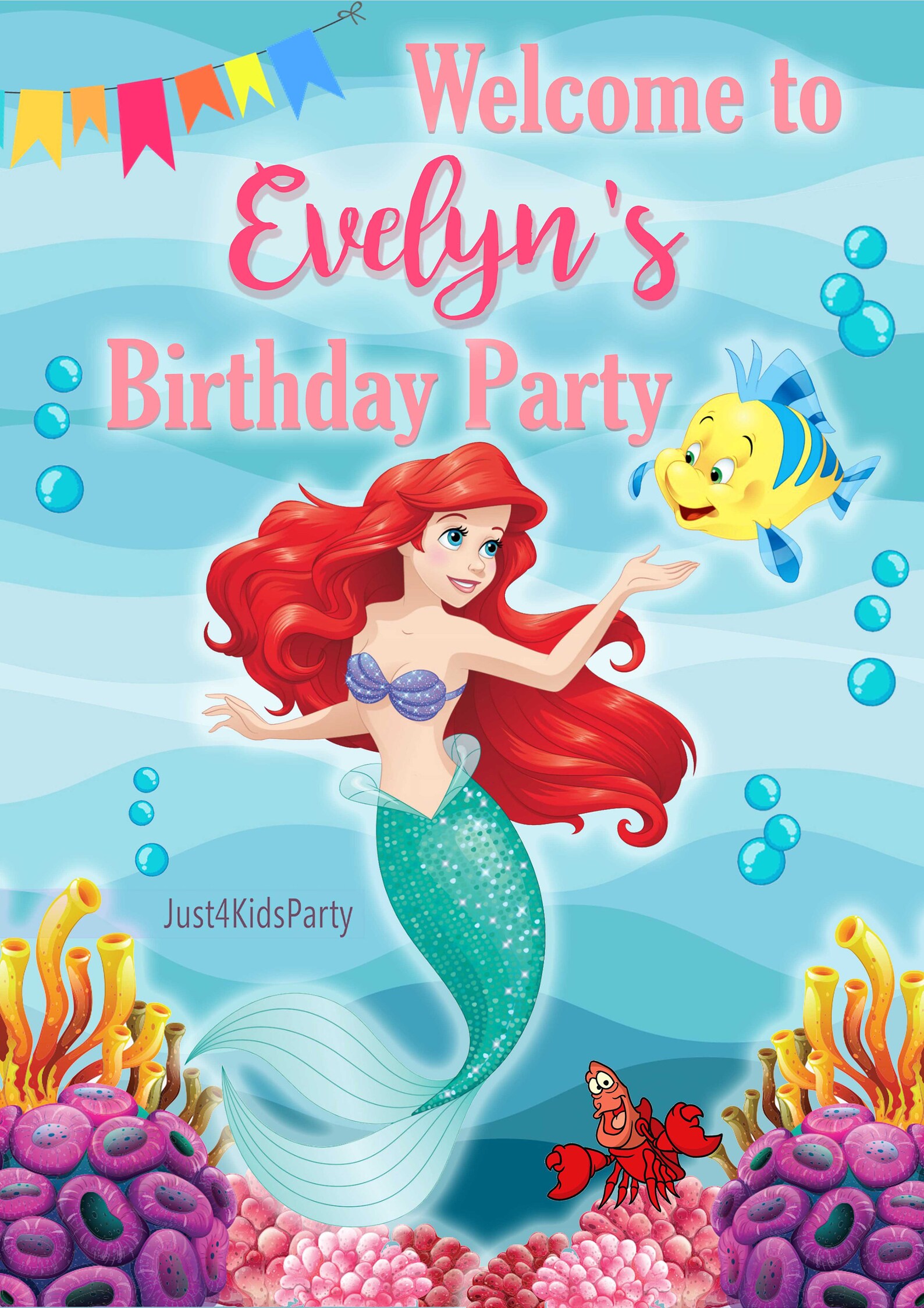The Little Mermaid Birthday Board. Custom ARIEL Happy Etsy