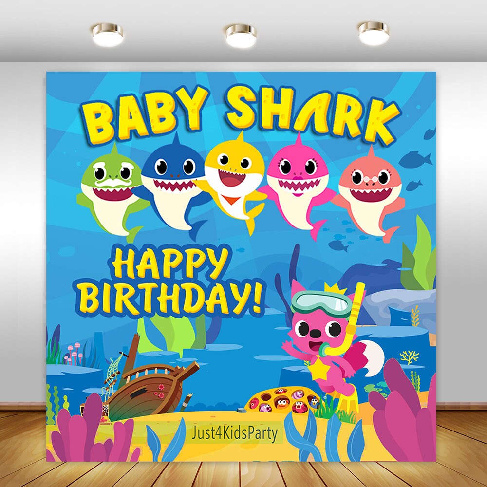 BABY SHARK Birthday Backdrop Baby Sgark Happy Birthday | Etsy