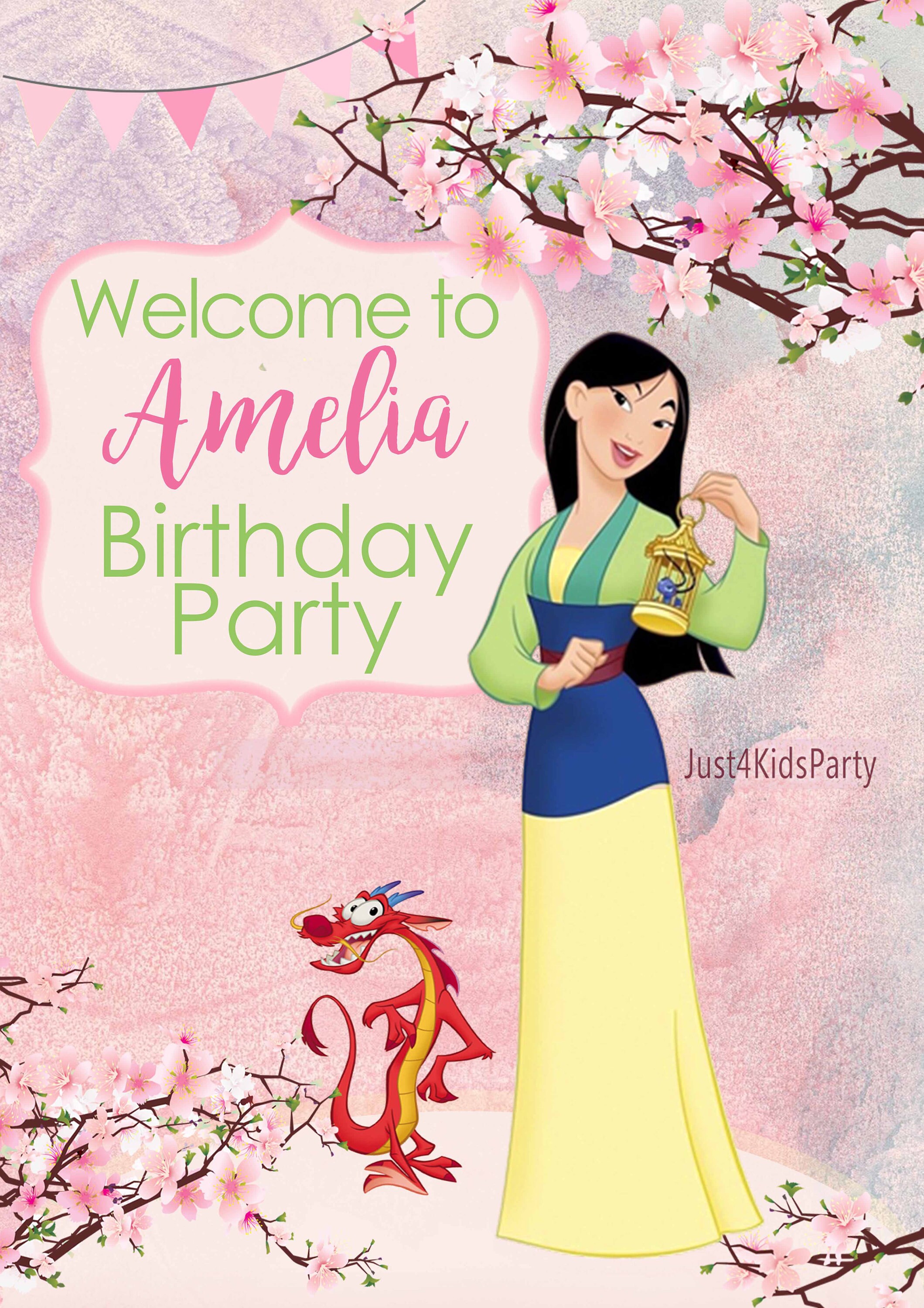 Digital MULAN Birthday Welcome Board. Personalized MULAN | Etsy