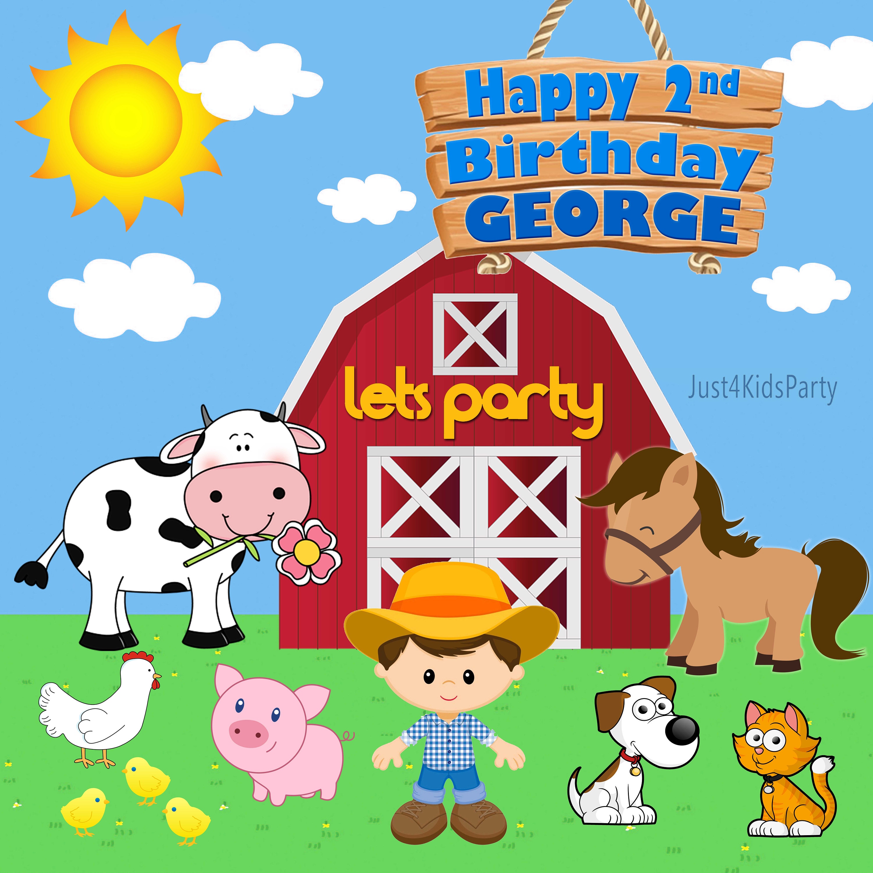 FARM Boy Birthday Backdrop. Digital Happy Birthday Farm Themed Etsy
