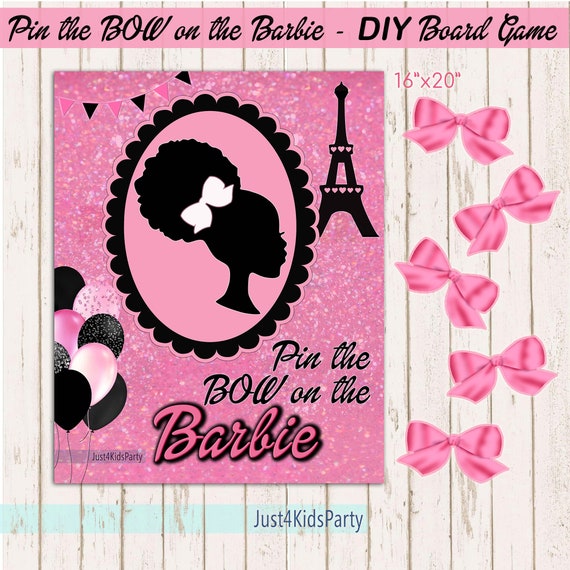 BARBIE Board Game. Pin the BOW to The Barbie. Printable DIY | Etsy
