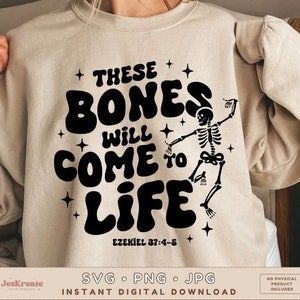 He Brings Bones to Life SVG PNG JPG | Retro Christian Svg | Bible Affirmations Svg | Christian Halloween Svg | Sublimation | Cut File