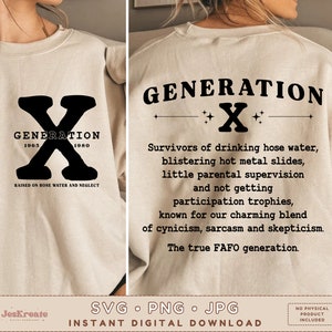 Generation X Gen X Svg Png Jpg | Raised On Hose Water And Neglect Cricut | Sarcasm Png | Trendy Svg | Sublimation | Cricut Cut File