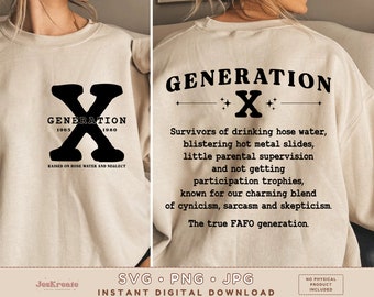 Generation X Gen X Svg Png Jpg | Raised On Hose Water And Neglect Cricut | Sarcasm Png | Trendy Svg | Sublimation | Cricut Cut File