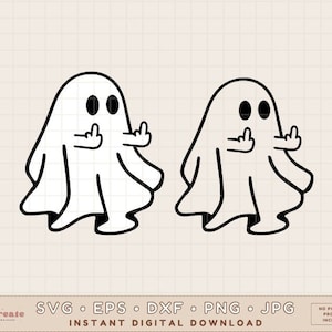 Ghost Middle Finger SVG PNG JPG | Funny Halloween Svg | Trendy Halloween Svg | Cute Ghost Halloween | Sublimation | Cut File