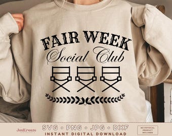 Fair Week Social Club Svg Png Jpg Dxf | Dieren-svg weergeven | Schapen koe varkensboerderij png | Sublimatie | Cricut Cut-bestand
