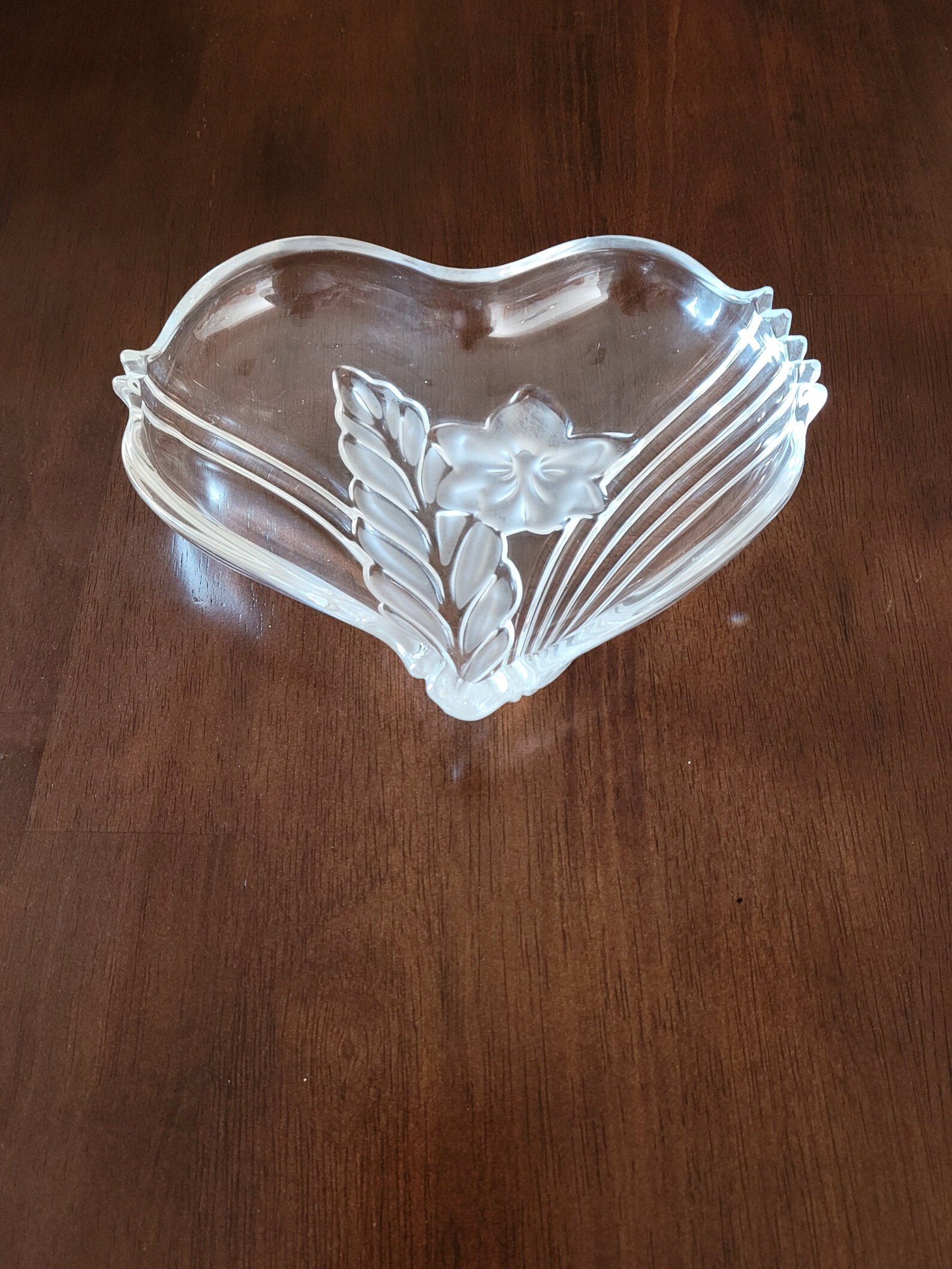 Crystal Heart Shape Candy Dish /Mikasa/Vintage/Floral Design Etsy España