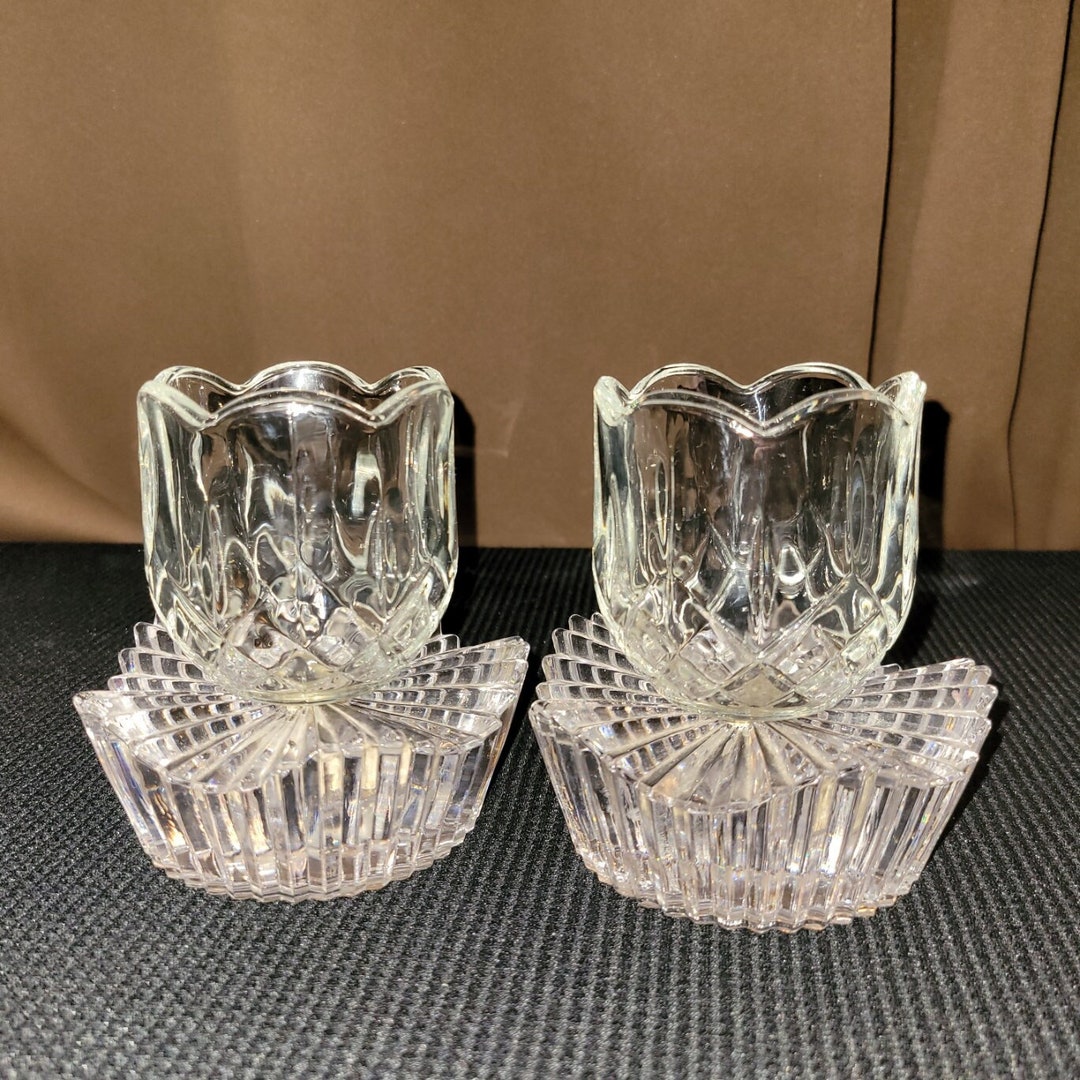 Pair of Mikasa Crystal Candle Holders With a Pair of Pegged Votive ...