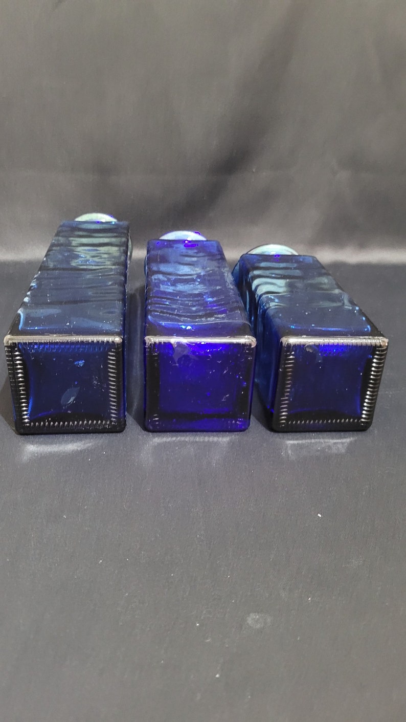 Set of 3 Cobalt Blue Kitchen Canisters With Cork Lids/kitchen Etsy