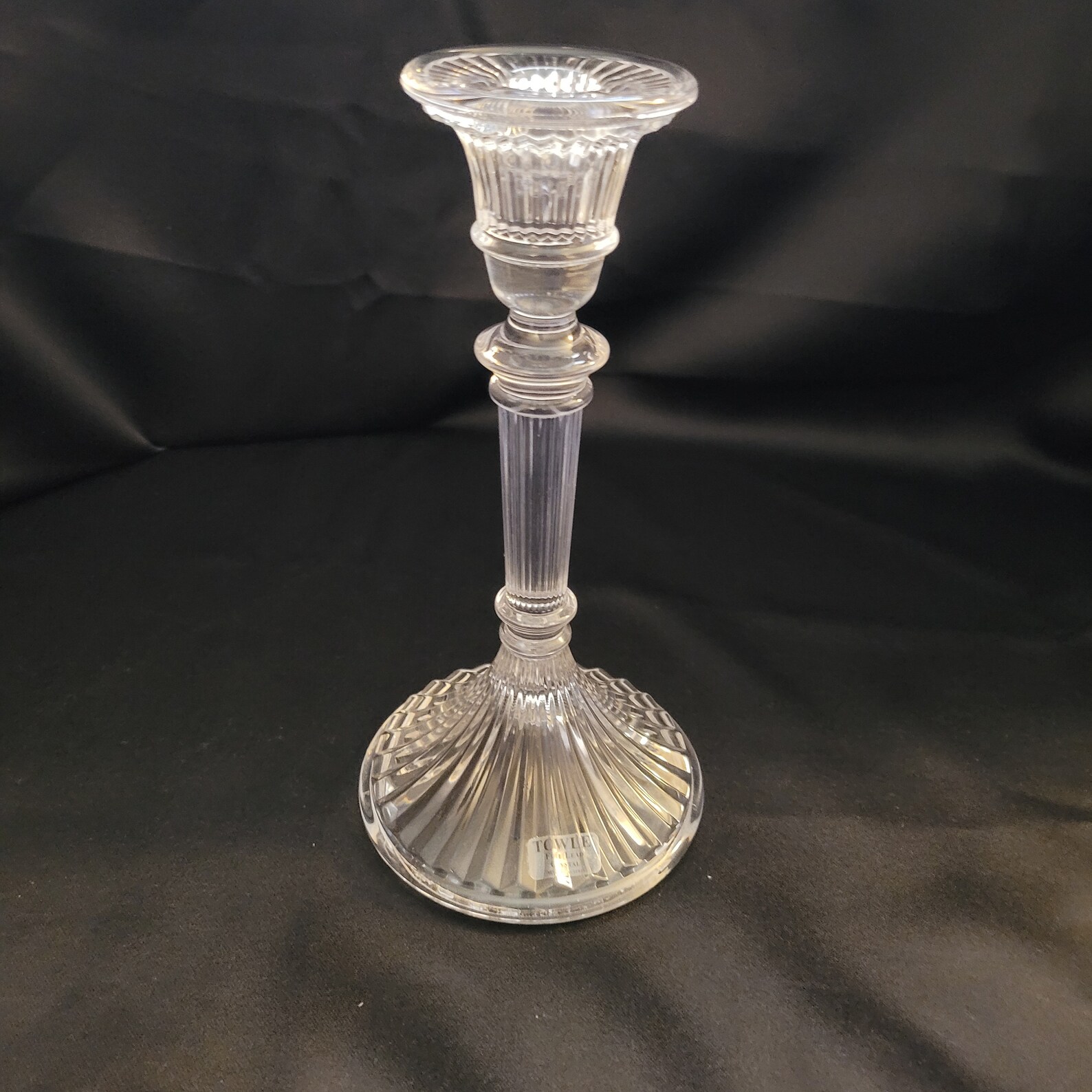 Pair of Crystal Candle Holders TOWLE Ribbed Cut Made in Etsy