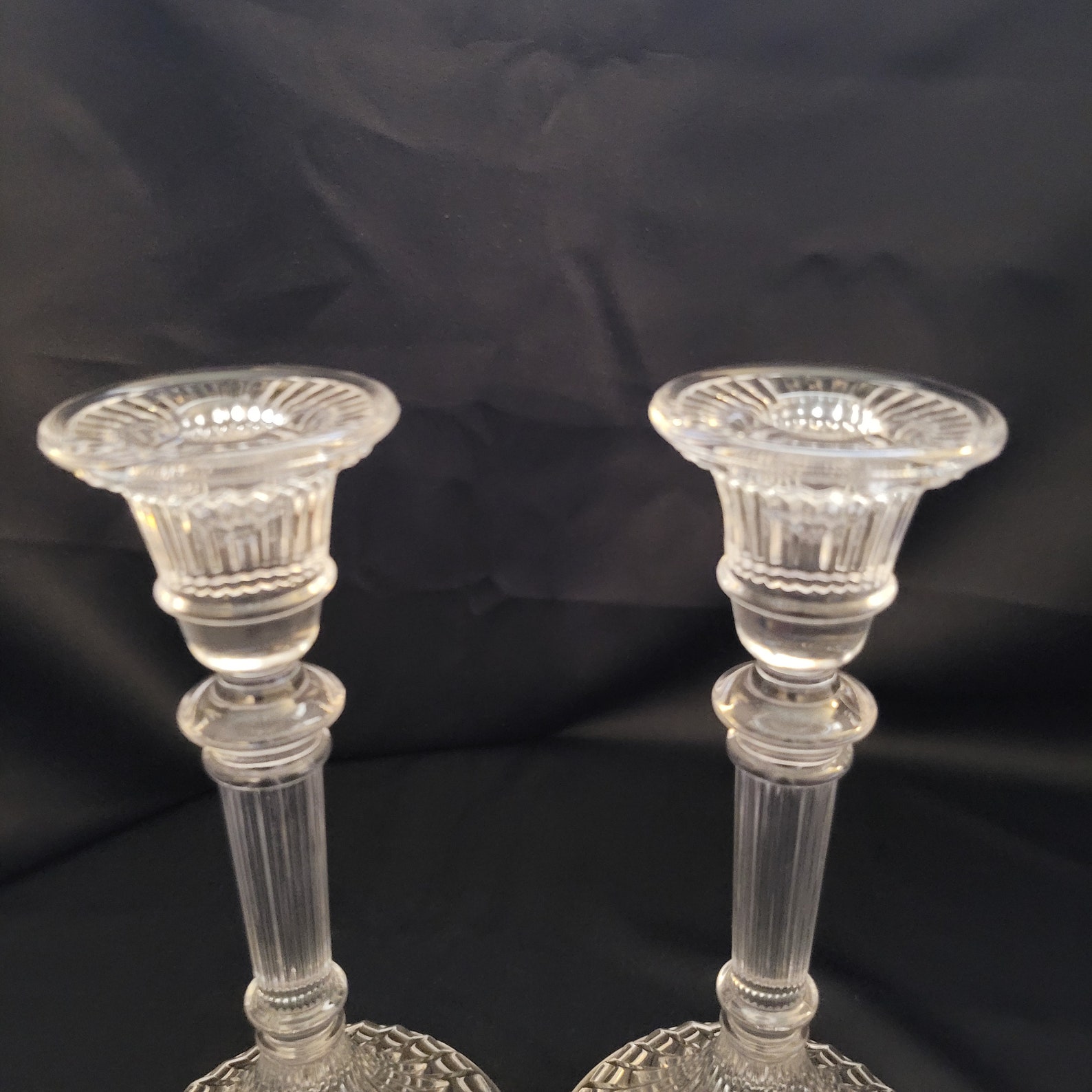 Pair of Crystal Candle Holders TOWLE Ribbed Cut Made in Etsy