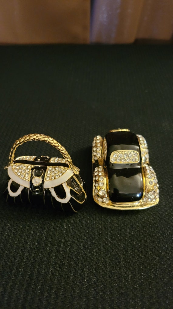 2 Bejeweled Trinket Boxes/Purse/Car/Vintage - image 2