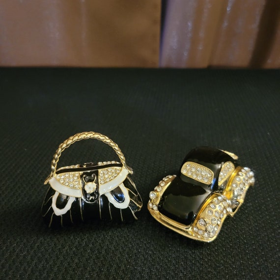 2 Bejeweled Trinket Boxes/Purse/Car/Vintage - image 1