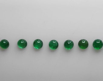Loose Natural Emerald Round Shape Cabochon Stone, 3mm 3.5mm Sizes Emerald, Clean Round Cabochon Vivid Green Color, rings jewelry emerald